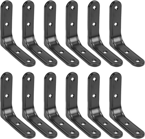 12x shelf brackets 80mm black - shelf,